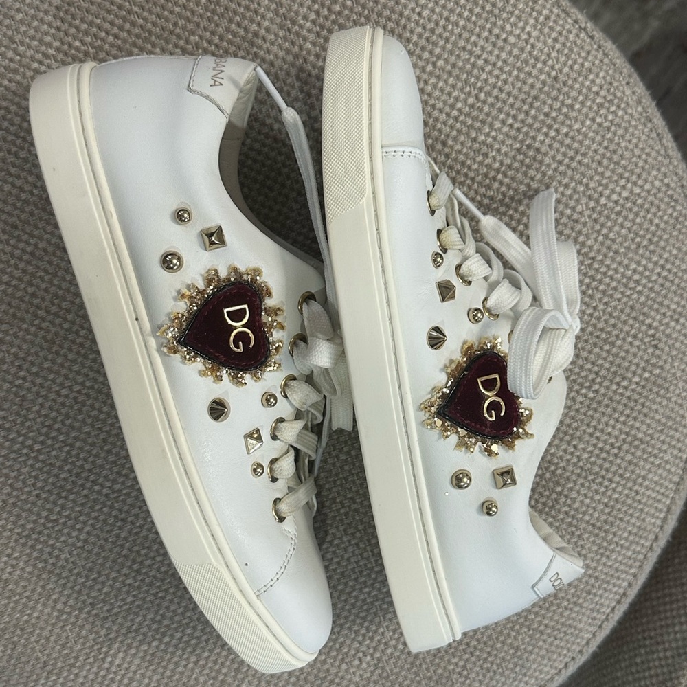 Dolce & Gabbana White Embellished Sneakers